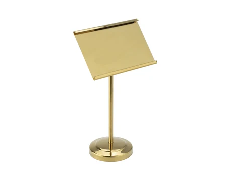 Метална информационна стойка за маса в златист цвят, 9×5,5×15,5 cm