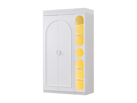 Selene Wardrobe with 2 Doors and LED Shelf Unit – White