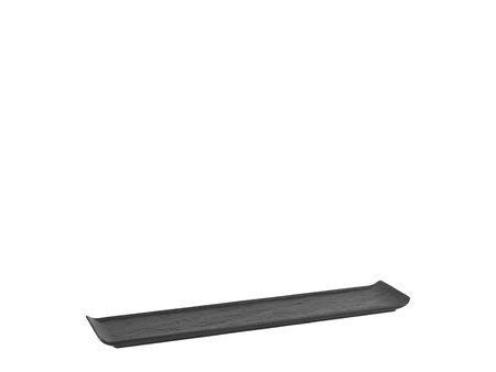 Platou dreptunghiular din porțelan Notte Forma, negru, 46,5×9,5 cm