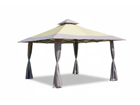Градинска сенка Flexi 336 со странични завеси, 360 × 360 см