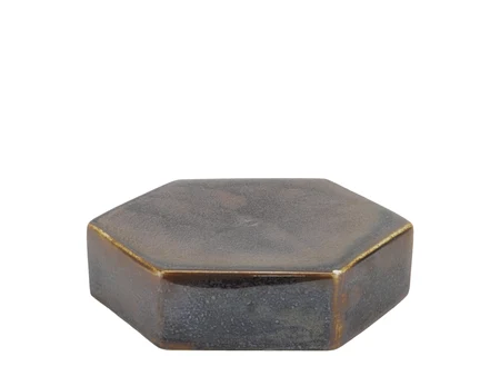 Platformă de servire din porțelan Notte Chiara, hexagonală, 17x15 cm