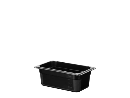 Container gastronorm negru din polipropilenă GN 1/4, adâncime 100 mm, 2,5 l