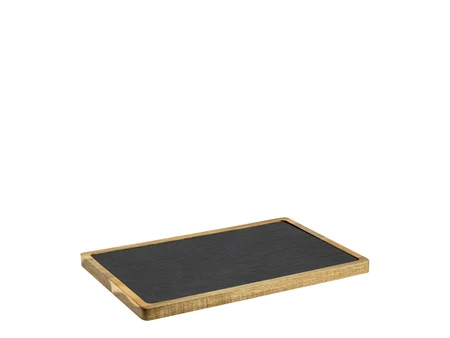Platou de servire din lemn cu placă de piatră 30×20 cm
