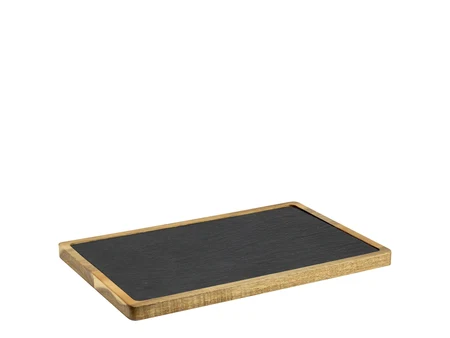 Platou de servire din lemn cu placă de piatră 40×30 cm
