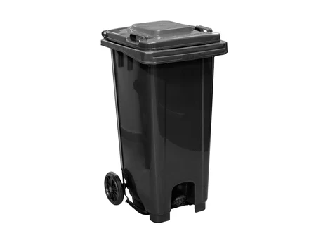 Container din plastic pentru gunoi cu pedală 240 L, negru