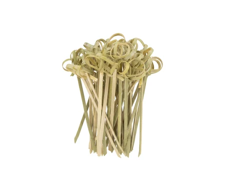 Bambus-Spieße für Häppchen mit grünem Knoten, 9 cm, 50 Stück