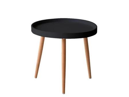 Niedriger runder Tisch Faggio Nord mit schwarzer Platte, 50 cm