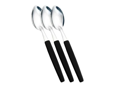Frutta Viva Dessert Spoons with a black polymer handle – Set of 3