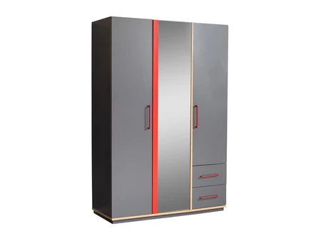 Kleiderschrank Corvin mit 3 Türen und Spiegel – 131 cm
