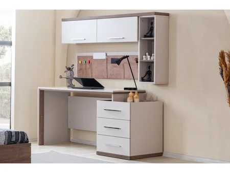 Lombardia Teen Room Desk with Wall Cabinet and Organizer