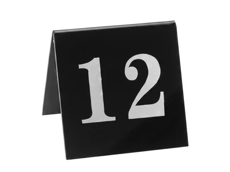 Plăcuță acrilică cu numărul 12 – neagră, 7×7 cm