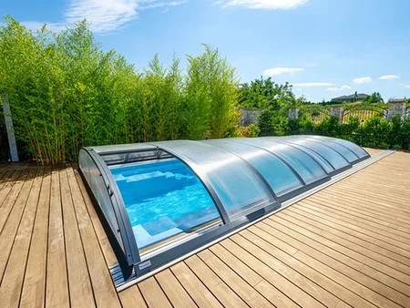 Mountfield Compact K-4-375 – acoperire joasă glisantă cu arc pentru piscină, 4 module
