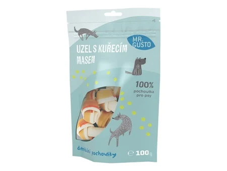 Mr. Gusto пилешки възли за дъвчене за кучета, 40% пилешко, 100 г