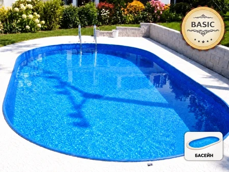 Ovaler Pool Ibiza 2 DL BASIC zum Einbau, 7,00 × 3,50 × 1,50 m