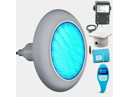 RGB прожектор Vario 25W со сива рамка и радио далечински, метален базен