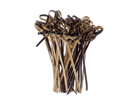 Bambus-Spieße für Häppchen mit schwarzem Knoten, 9 cm, 50 Stück
