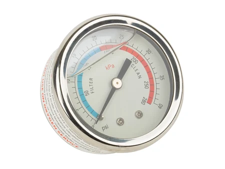 Манометр Emaux 06011029, 0–40 psi, корпус из нержавейки и подключение 1/4″ сзади