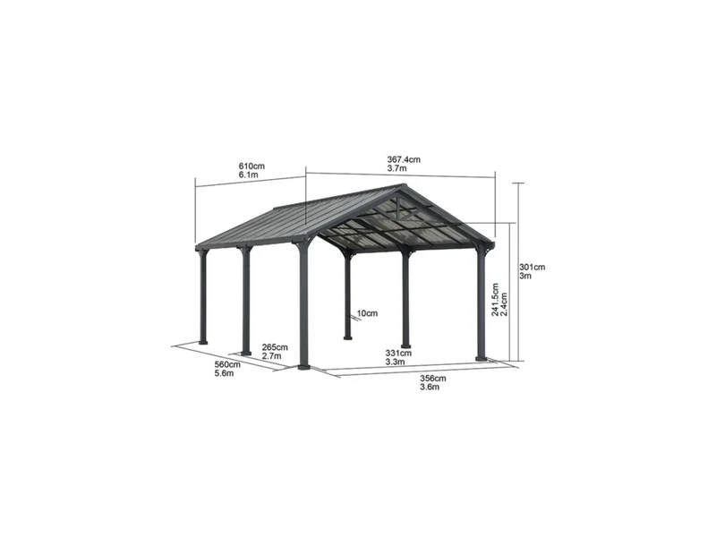 Carport 610 × 367 cm with Steel Frame