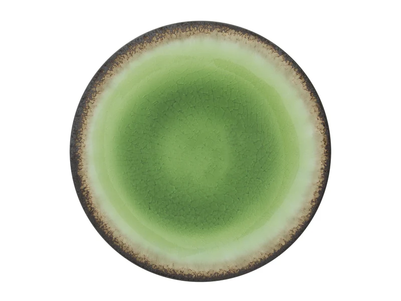 Flacher Porzellanteller Verde Lucido, 25 cm