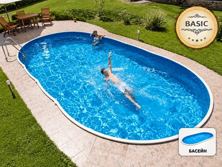 Овален базен Azuro 405DL 7,30 × 3,70 м, длабочина 1,20 м – комплет BASIC