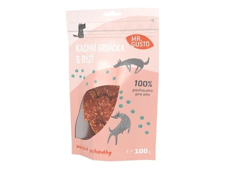 Inimioare moi Mr. Gusto cu 65% rață și orez pentru câini, 100 g