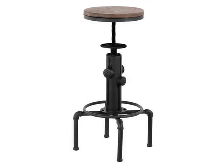 Регулируем бар стол Scuola Vecchia с дървена седалка, Ø33 cm, височина 60–75 cm