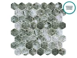 Сиво-зелена шестоъгълна мозайка Lichene с мраморен ефект, лист 300 × 290 мм