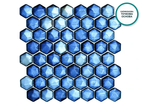 Cayo Santa María – mozaic hexagonal 3D din sticlă ceramică, bleumarin