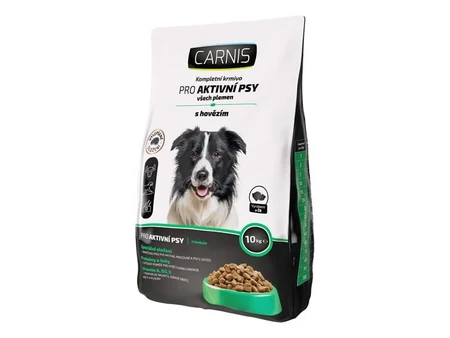 Carnis Active – гранулы с говядиной для активных и рабочих собак, 27% белка, 10 кг