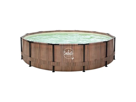 Swing Metal Frame Natural Teak – базен со рамка 3,66 × 0,91 м