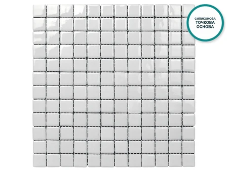 Whitehaven – weißes glänzendes Glaskeramik-Mosaik 25×25 mm