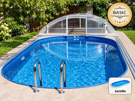 Ovaler Fertigpool Ibiza 1 DL BASIC, 6,00 × 3,20 m, zum Einbau