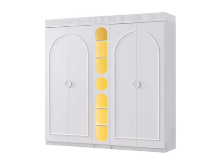 Selene Wardrobe with 4 Doors and LED Shelf Unit – White