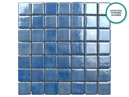 Nevis – Glaskeramik-Poolmosaik im Mix aus Stahlblau