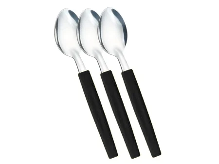 Frutta Viva Dinner Spoons with a black polymer handle – Set of 3