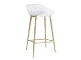 Barhocker Rete Nova mit durchbrochener Sitzfläche, Weiß und Holzoptik