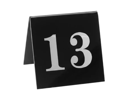 Plăcuță acrilică cu numărul 13 – neagră, 7×7 cm