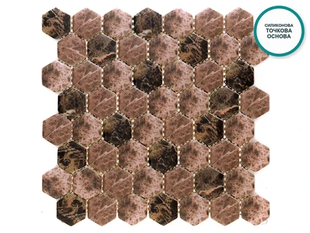 Мозайка Breccia – кафяво-розов мраморен десен с тъмни шестоъгълници