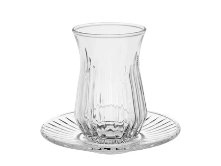 Γυάλινο φλιτζάνι τσαγιού 170 ml με πιατάκι Ø12 εκ.