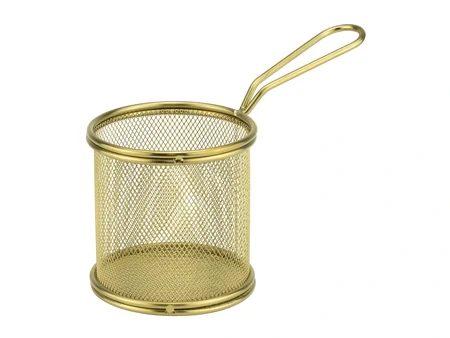 Servierkörbchen mit Griff, Gold, Ø9 × h9 cm