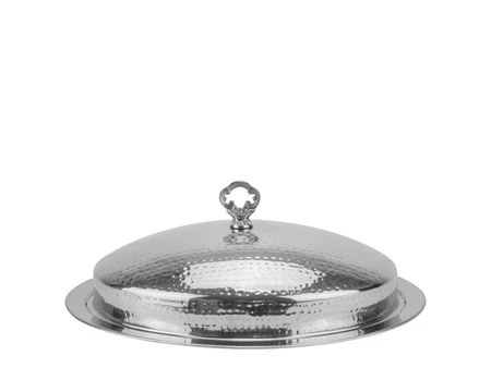 Ovaler Servierteller im Tajine-Stil Nero Dorato mit Messinggriff, 50 x 38,5 cm