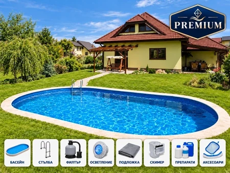 Piscină ovală îngropată Ibiza 3 DL PREMIUM 8×4,16 m cu robot