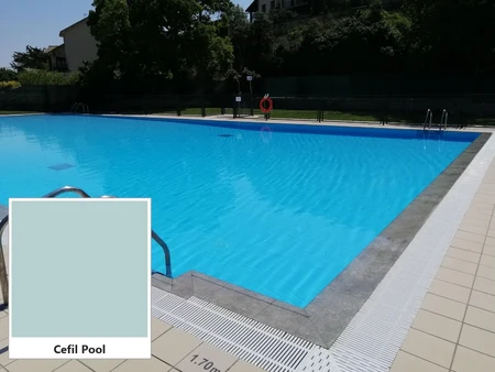 Cefil Pool – PVC-Folie 1,5 mm in pastellfarbenem Graublau, zwei Serien