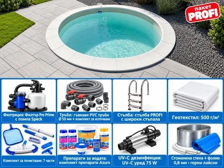 MTH Atlantic Round XL Ø 4,50 м – комплект PROFI с UV-C, до 10 м³/ч