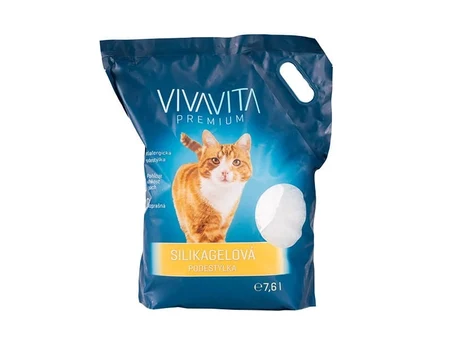 VivaVita White силикагелна постелка за мачки, пакување 7,6 л