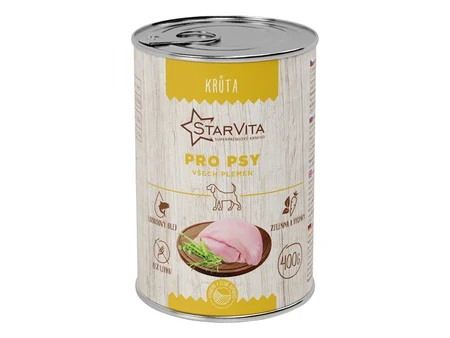 Conservă StarVita Superpremium pentru câini cu curcan, mazăre și năut, 400 g și 800 g