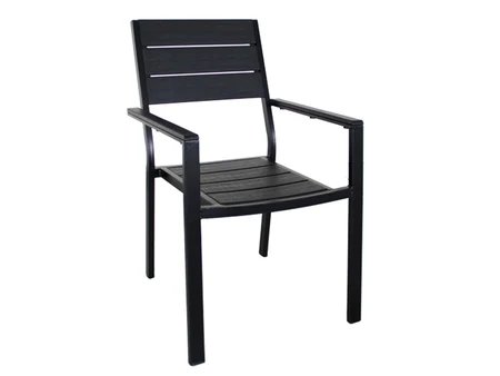 Стол со потпирачи за раце и дизајн на дрво, црн, 58x55,5x88,5 см