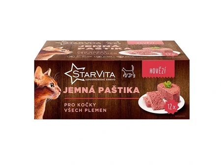 Pateu cu vită pentru pisici adulte StarVita, super premium, 12 × 85 g