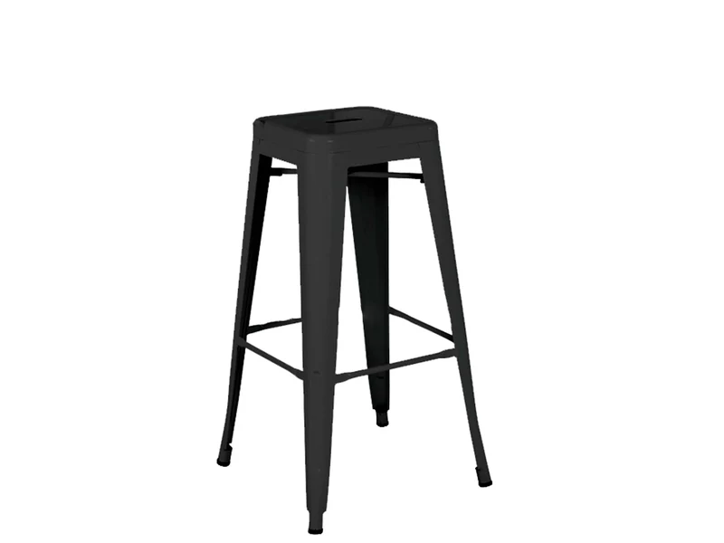 Barhocker aus Metall Legno Nero in Mattschwarz, 43x43 cm, Höhe 76 cm