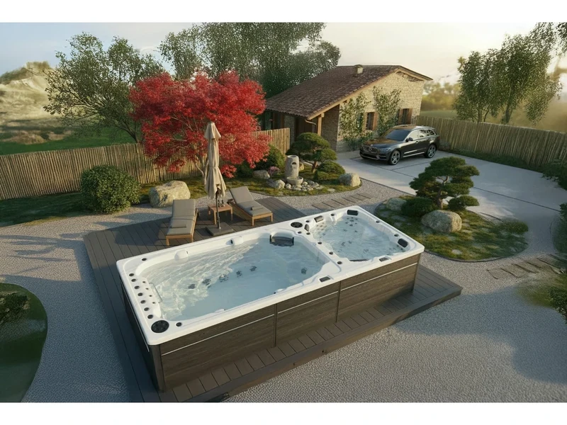 Njord Baden Valhalla – swim spa cu două zone și temperaturi, 8 persoane